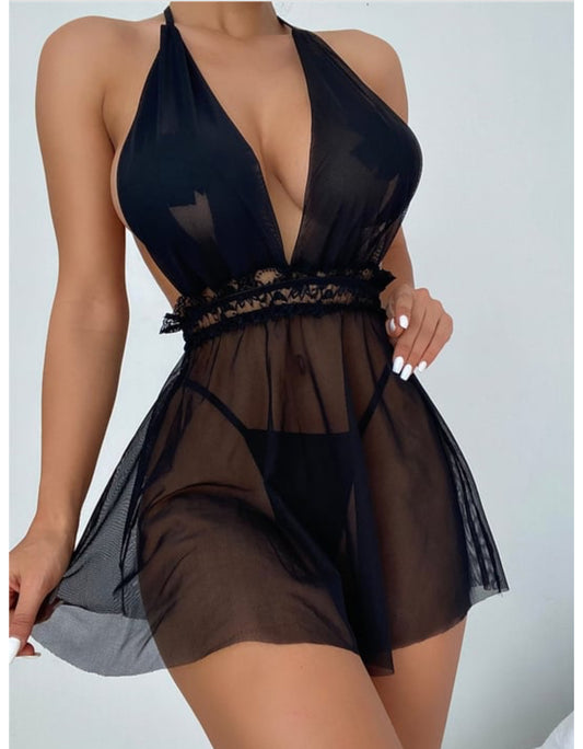 Siyah Fantezi Kısa Babydoll