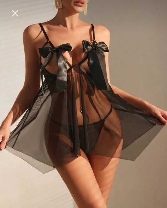 Siyah Transparan Gecelik Babydoll