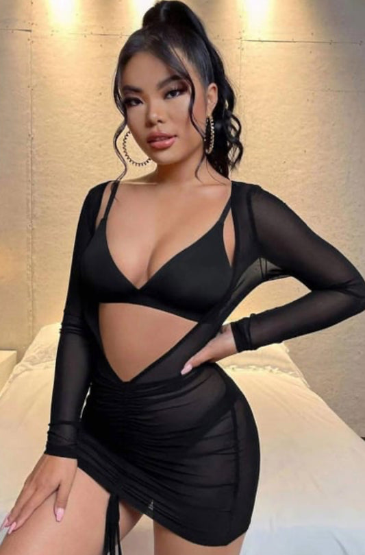 Siyah Fantezi Mini Babydoll